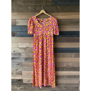 Vintage 70s Handmade Floral Puff Sleeve Maxi Dress Empire Waist Cottagecore thumbnail 16