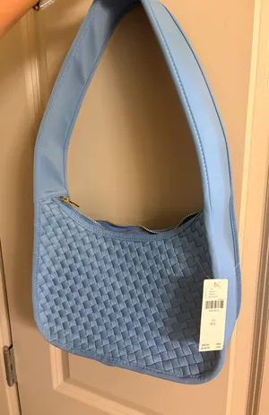 Anthropologie Blue Woven Bag thumbnail 1