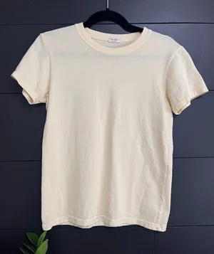 JOHN GALT Brandy Melville Pale Yellow Crewneck T-Shirt Cotton Tee One Size EUC thumbnail 1