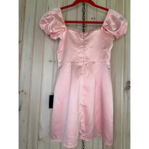 NWT Lulus Adorable Poise Peach Pink Pearl Puff Sleeve Mini Dress Party Size XS thumbnail 5