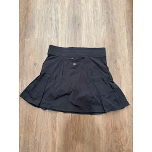 Athleta‎ Womens Black Pleated Athletic Skort Ribbed Waistband Small Pocketed thumbnail 3