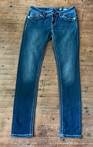 Miss Me western embroidered 28 festival cowboycore skinny jeans thumbnail 1