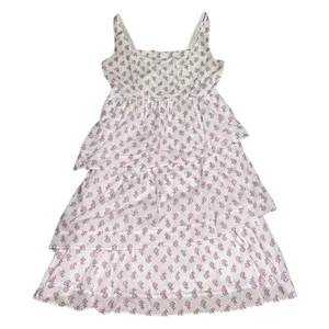 J. Crew Floral Tiered Midi Dress Sleeveless White Violet Storm 12 thumbnail 4