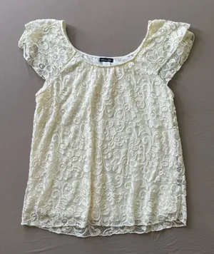 Y2K Era Olivia Blu Scoop Neck Lace Top thumbnail 1