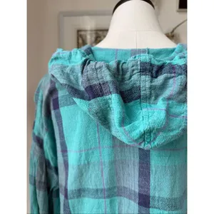 Vintage 90s Plaid Pullover Hoodie Cotton Pockets OSFM thumbnail 4