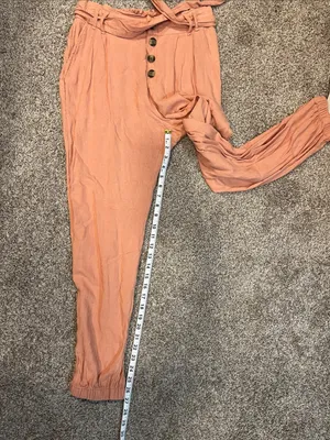 American Eagle Linen Blend Paperbag Pants in Pink Size Medium thumbnail 10