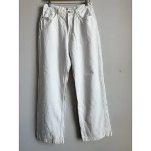 ZARA Women's White‎ High Rise Flare Wide Leg Denim Jeans Size 12 Classic Y2K thumbnail 6