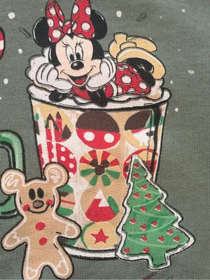 Disney Parks Christmas Sweatshirt S Tis The Season Mickey Minnie Cocoa Mint gree thumbnail 7