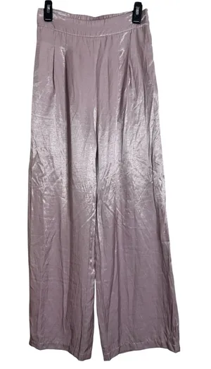 Current Air Satin-Effect Pleated Wide-Leg Pants in Mauve Pink size S thumbnail 1