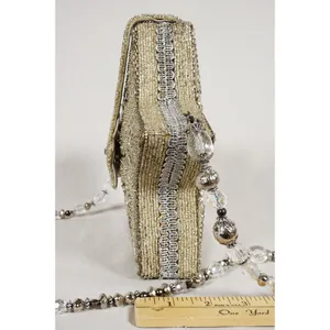 RARE Mary Frances Super Star Silver Gold Beaded Holiday Purse Handbag NEW!! thumbnail 3