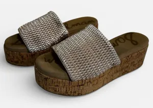 Sam Edelman Metallic Woven Wedge Sandals Size 6 thumbnail 1