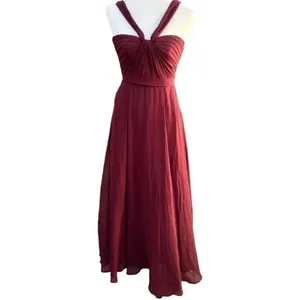 Amsale Sz 0 Cerisa Ruby Bridesmaid Gown Full Chiffon Skirt‎ Ruched Bodice GB033F thumbnail 11