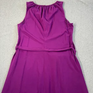 Lands' End Women's XL 18 Purple Sleeveless Keyhole Tie Belt A-Line Midi Dress thumbnail 11