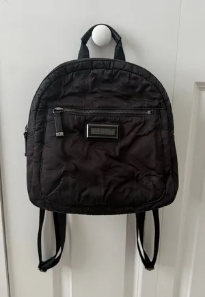 Calvin Klein Black Minimalist Nylon Mini Backpack Purse thumbnail 1