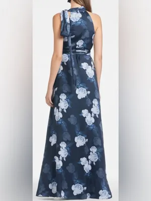 New Sachin & Babi Kayla Floral Crinkle Georgette Sleeveless Gown Sz 0 thumbnail 2