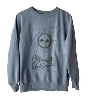 American‎ Eagle Blue Sun Moon Mountains Crewneck Sweatshirt XS Celestial thumbnail 1