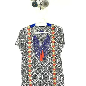 THML Damask Print Multicolor Embroidered Casual Tunic Dress Size Small FLAW thumbnail 4