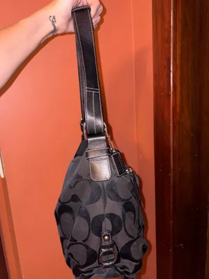 Coach Black Signature Canvas Shoulder Bag thumbnail 5