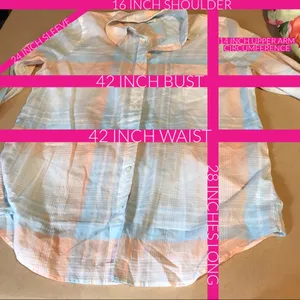 J. Crew "The Perfect Shirt" Peach & Blue Cotton Plaid Button Down (M) thumbnail 9