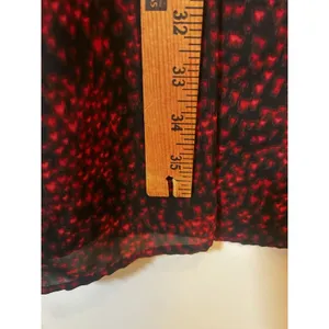 BeachLunchLounge XL Red Black Print Ruffle Long Sleeve Lined Chiffon Shift Dress thumbnail 5