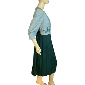 Miss Dorby Vintage 1990'S Green & White One Piece Dress With Tie Back Belt (6p) thumbnail 3