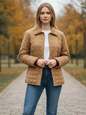 Faconnable women's tan water resistant quilted hooded spring fall jacket size XL thumbnail 2