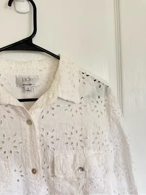 Johnny Was Jade Sandrine White Eyelet Button Front Jacket thumbnail 7
