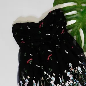 PATRIZIA PEPE Embroidered Tulle Top Strapless Floral Punk Size 40 US 4 thumbnail 8