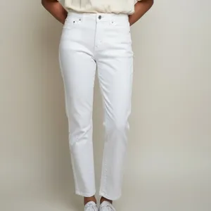 Zara Straight Leg High Rise Stretch Casual Ankle Cropped Denim Jean Zip 36 White thumbnail 11
