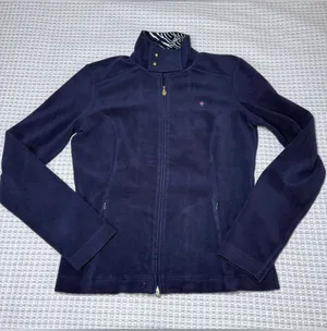 LILLY PULITZER Fleece Sweater Jacket Women Small Blue Full Zip Pockets Stretch thumbnail 1