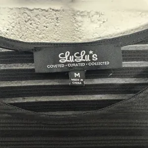 LuLu's Black Sheer Striped Long Sleeve‎ Bodycon Cocktail Party Dress - M thumbnail 3