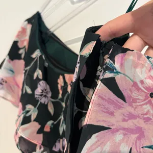 Eliza J Floral One Shoulder Ruffle Chiffon Dress green pink size‎ 2 thumbnail 4