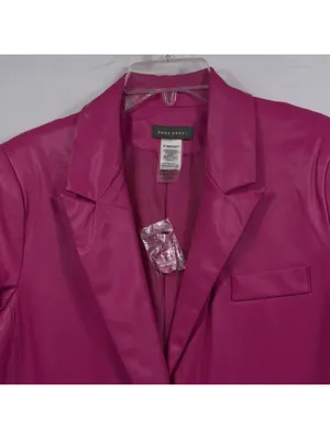 Sans Souci Hot Pink Faux Leather Blazer Jacket Women’s Size Medium New thumbnail 2