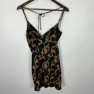 ASTR the Label Chain Reaction Black‎ and Gold Chain Print Mini Dress Womens XS thumbnail 3