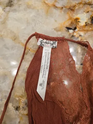 Free People cinnamon-colored romper with lace M thumbnail 3