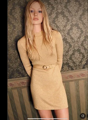 Free People French Girl Mini Dress In Gold thumbnail 2