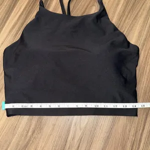 Old Navy PowerSoft High Neck Crop Tank Top Light Support Built In‎ Bra Black L thumbnail 5