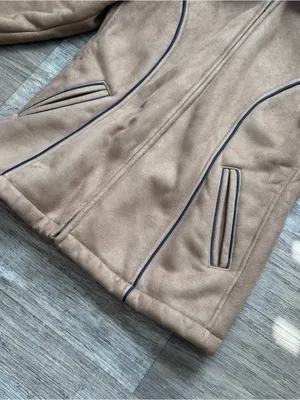 Y2K Liz Claiborne Camel Faux-Fur Trim Hooded Jacket Winter Fall Sz Small thumbnail 7