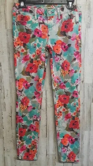 Aeropostale Floral Ultra Skinny Blue Jeans Ashley Pants 4 v6x thumbnail 1