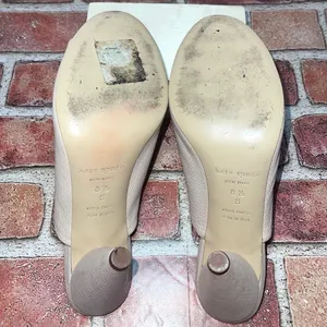 Pre-Owned Kate Spade Bova Pink Nude Peep Toe High Heel Mules Size 8.5B Preppy thumbnail 7
