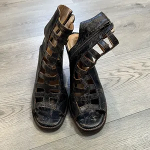 Bed Stu Occam Caged Block Heel Sandals Size 9 Dark Brown 100% Leather‎ thumbnail 2