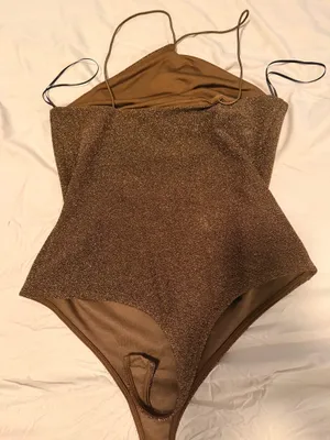 H&M gold brown bodysuit thumbnail 1