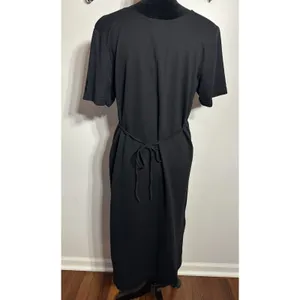 Foot Prints Maxi Dress Size Small Black Leaves Embroidered Lagen Harvest Pockets thumbnail 3