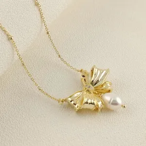 Kendra Scott x LoveShackFancy Pearl Bow Necklace and Matching Earrings thumbnail 7