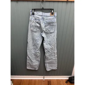 American Eagle Stovepipe High Rise Distressed Straight Leg Jeans Light Wash 00S thumbnail 7