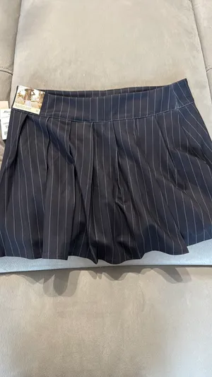 Sincerely Jules Gray and white pinstripe skirt thumbnail 3