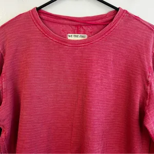 We the Free People Soul Sing Oversized Pink Long Sleeve Tee/Top Size XS thumbnail 3