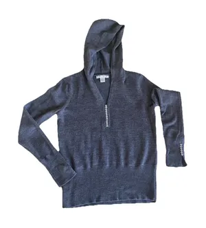 Y2K Sarah Spencer Italian Merino Wool Hooded Babydoll Sweater Henley Buttons S thumbnail 1
