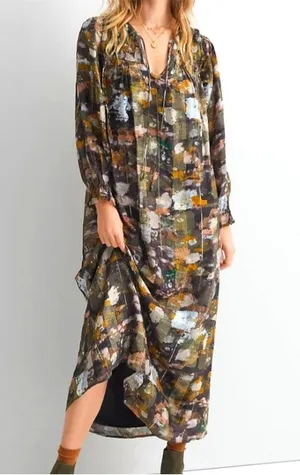 Anthropologie Blair Metallic Shimmer Maxi Dress in Size XS thumbnail 1