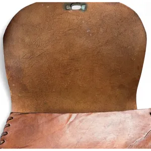Vintage Hand Tooled Leather Rose Saddle Bag Brown Whipstitch Crossbody Purse thumbnail 4